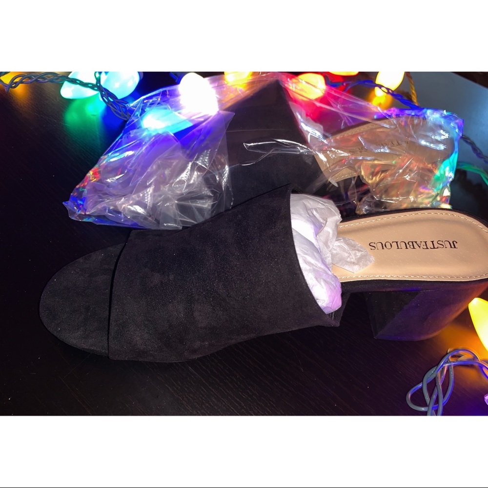 Just Fabulous Black Suede Block Heel Sandals